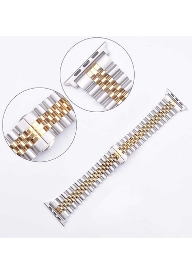 Watch 42mm Uyumlu Krd-36 Metal Prl Kordon Gümüş-siyah