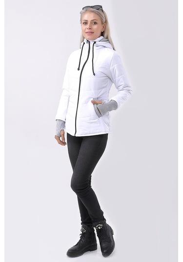 Barbora Günlük Su Geçirmez Kışlık Şişme Kadın Mont 801Beyazz