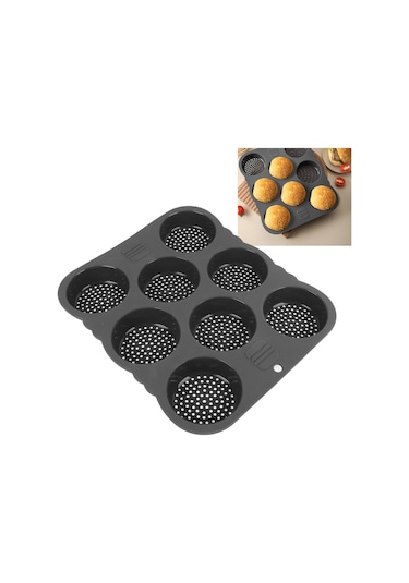 Shineyee Yemek Dereceli Silikon Hamburger Ekmek Kalıbı, 8 Lü, Isı Dağıtımı İyi, Kaymaz, Fırın Uyumlu, Temizliği Kolay Diğer