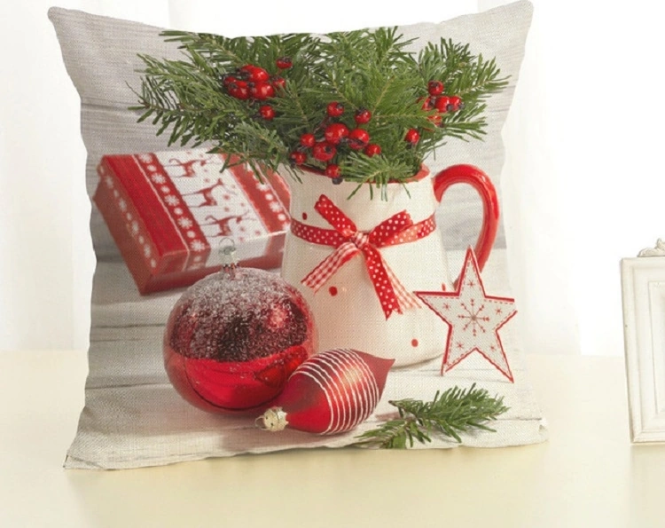 Christmas Decoration Cotton And Linen Pillow Office Home Cushion Without Pillow, Size:45x45cm White Snow Mavi Noel Ağı Altın Yeşil Kırmızı