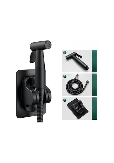 Pazly Suntek El Tipi Bide Sprey Duş Başlığı - Apartman & Otel İçin Siyah Model/ Siyah