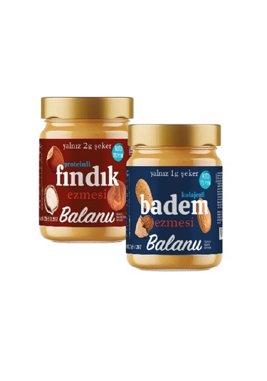 Kolajenli Badem Ezmesi & Proteinli Fındık Ezmesi 360 Gr- 2li Set