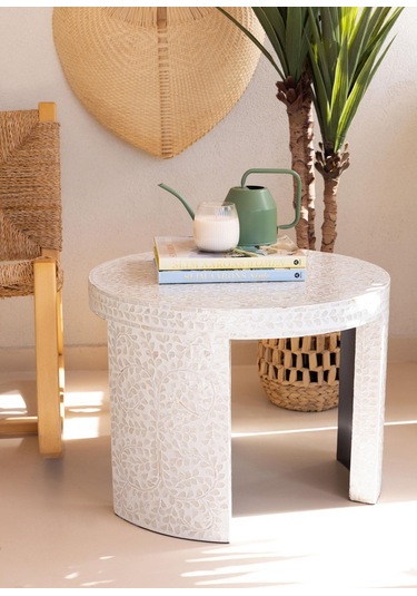 The Mia Sedef Tabure Yan Sehpa 66x48 Cm Tlc0117 Çok Renkli