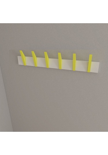 Hepsi3boyutlu Modern Duvar & Kapı Kanca Askılık - 6 Adet Sarı Kanca Askılık - Model No : 4 Sarı