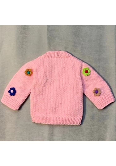 Uretti - Eylem 6333 - El Yapımı Çiçekli Kız Çocuk Hırkası - 12 - 24 Ay Pembe