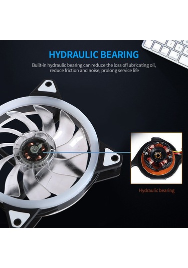 Jeehugo 12cm Rgb Bilgisayar Kasası Soğutma Fanları, Sessiz Hidrolik, 1300rpm, 5 Adet Paket
