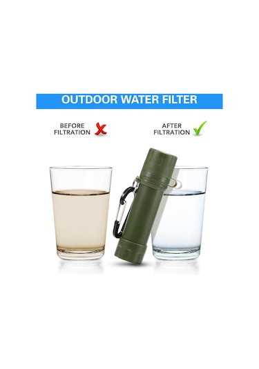 Dış Mekan Su Filtresi Saman Su Filtrasyon Sistemi Acil Durumlara Hazırlık İçin Su Arıtma Cihazı Renk: Yeşil