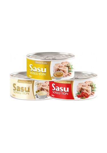 Sasu Kuru Domates Soslu + Mayonez Soslu + Hardal Soslu Ton Balığı 3 x 160 G