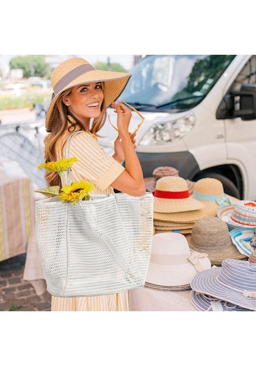 Vkemall 35l Katlanabilir Makyaj Çantası, Dayanıklı Nilon Ağı, Çamaşır-yemeği Saklama, Plaj-tatil-doğa Aktivitesi İçin