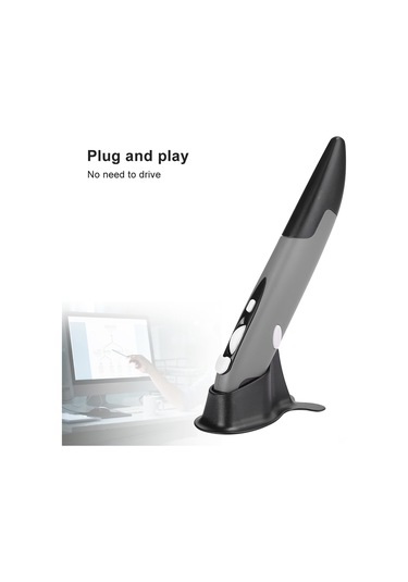 Yuntech01 Pr-03 Ergonomik Kalem Şekilli Kablosuz Mouse, 2.4g, 800/1200/1600 Dpı, Optik Takip, 4 Tuş, Windows/mac/android Uyumlu, Gri