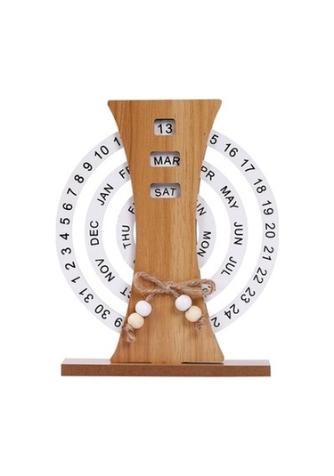 Lijinxu Ahşap Sürekli Takvim El Sanatları Masa Dönme - Dolap