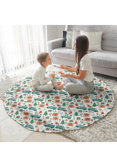 Noel Desenli 60 İnç Yuvarlak Flanel Battaniye, Yetişkin Ve Çocuk İçin, Yumuşak, Rahat Ve Hafif Noel Tesisat Vanı