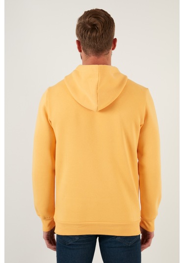 Buratti Regular Fit Kapüşonlu Kanguru Cepli Içi Tüylü Yumuşak Şardonlu Erkek Sweat 5905281 Hardal