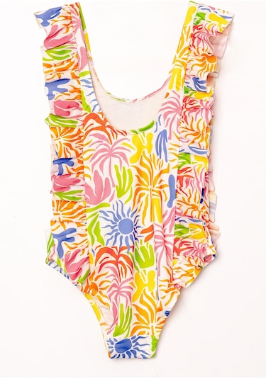 Uv Korumalı Askılı Mayo Kız Çocuk Yüzücü Mayo 5569 Turuncu Turuncu