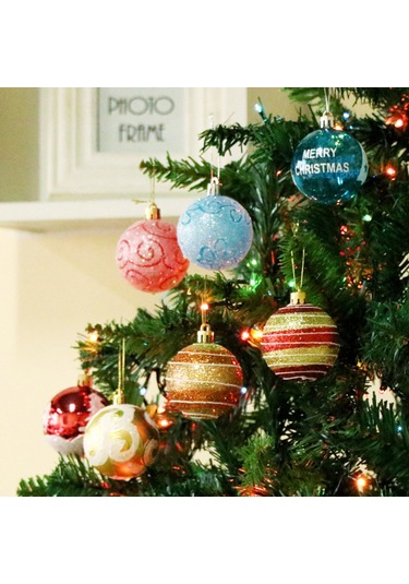 Gajeena 6cm Göl Mavisi Noel Ağaç Topları, 24 Adet Pvc Boyalı Noel Dekorasyonları, Kutulu Noel Ağaç Zırhı Çok Renkli