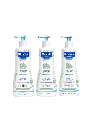 Mustela Gentle Cleansing Gel Yenidoğan Şampuan 500 ml 3 Kutu