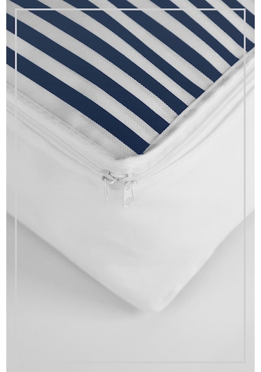 Baza Altı Düzenleyici Büyük Boy Hurç Lacivert Çizgili 70x50x25 Cm Lacivert