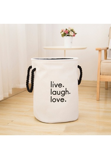 Kosona Çift Kollü Katlanabilir Kumaş Çamaşır Sepeti - Büyük Kapasiteli, Dayanıklı, Banyo Ve Yatak Odası İçin - Beyaz Diğer