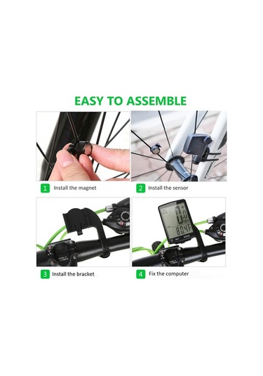 Artfulabode Ve Su Siyah Sıcaklık Ölçer, Lcd Kronometre Kablosuz Hız Geeroyoo Geçirmez, Fonksiyonlu Ekran, Büyük Bisiklet Bilgisayarı - Ej Siyah