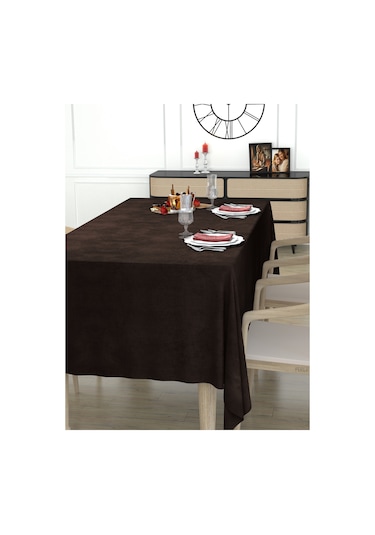 Daily Series Kadife Dokulu Kahverengi Masa Örtüsü Kahverengi