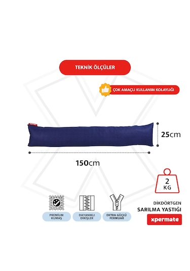 Xpermate Sarılma Yastığı, Bacak Arası Yastığı Dikdörtgen Lacivert