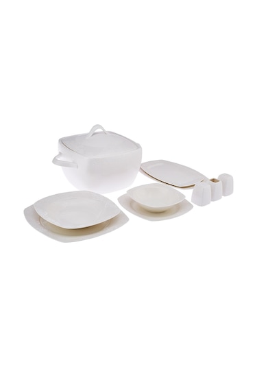 Emsan Bone Yeni Begonya 12 Kişilik Yemek Takımı 60 Parça Yarım Kare