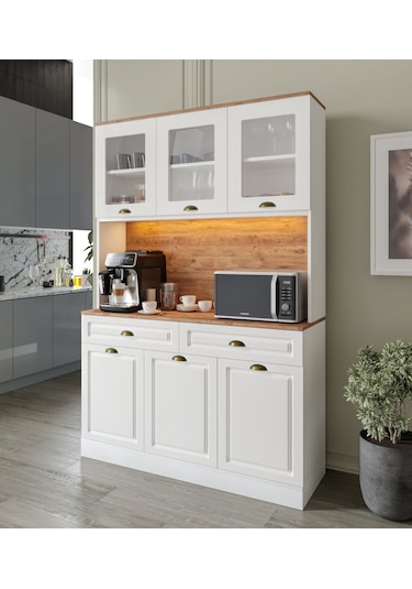 Gözde Kahve Köşesi - 140 Cm Mdf Mutfak Dolabı - Led Aydınlatmalı