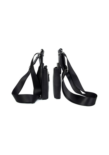 Erkek Siyah Hakiki Deri Postacı Askılı Omuz Çanta Kangaroo 8701S