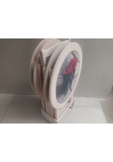 Zigon Sehpa Çanta Çiçek Motif Ham Kayın Torna Iskelet Itinalı Pa