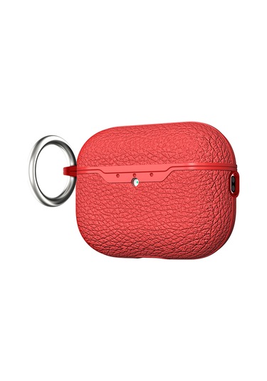 Apple Airpods Pro 3 Kılıf Deri Tarzı Silikon Case 03 Kırmızı