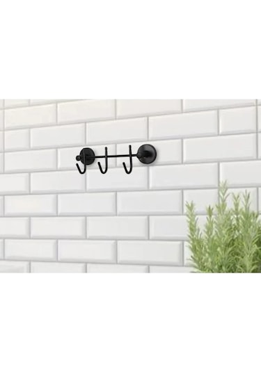 MultiStore Siyah 3'lü Sıra Askı Wc Askı Banyo Mutfak Düzenleyici Askısı Siyah
