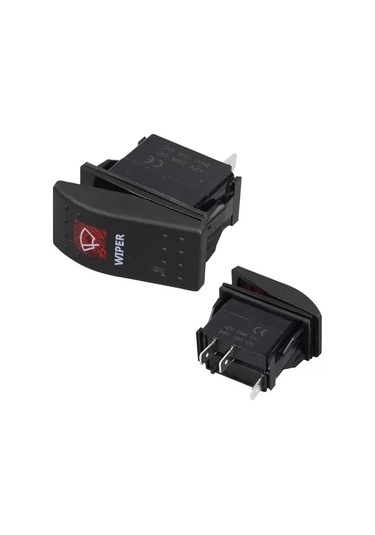 Silecek Sembollü Işıklı 3 Pinli On-off 12-24v Marin Switch