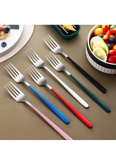 Agoodshop Paslanmaz Çelik Sofra Seti Taşınabilir Çatal Bıçak Takımı Yemek Bıçağı Altın, Kırmızı Altın