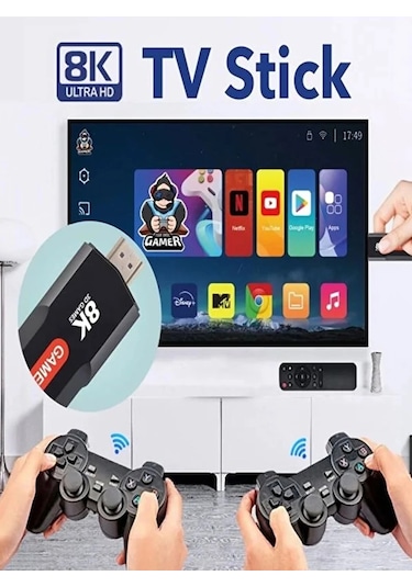 Oyunlu i Game Box Android Tv Stick 8k Hdr 2 Kollu Retro Oyun Konsolu