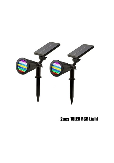 Elmpaly 2 Adet Rgb Solar Bahçe Aydınlatma 18 Led Dış Mekan Ağaç Spot Işığı Ip65 Bahçe Teras Yol Aydınlatma Altın