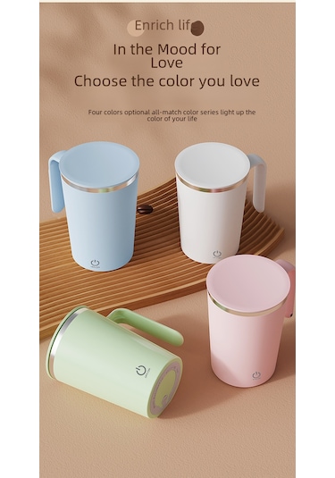 Springsun Stainless Steel Otomatik Manyetik Karıştırıcı Bardak - 380 Ml, Taşınabilir Kahve Fincanı, Kolay Temizlenir, Mavi Mavi