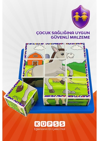 6 Farklı Çiftlik Hayvanları 3d Küp Puzzle 3 4 5 6 Yaş Küp Puzzle