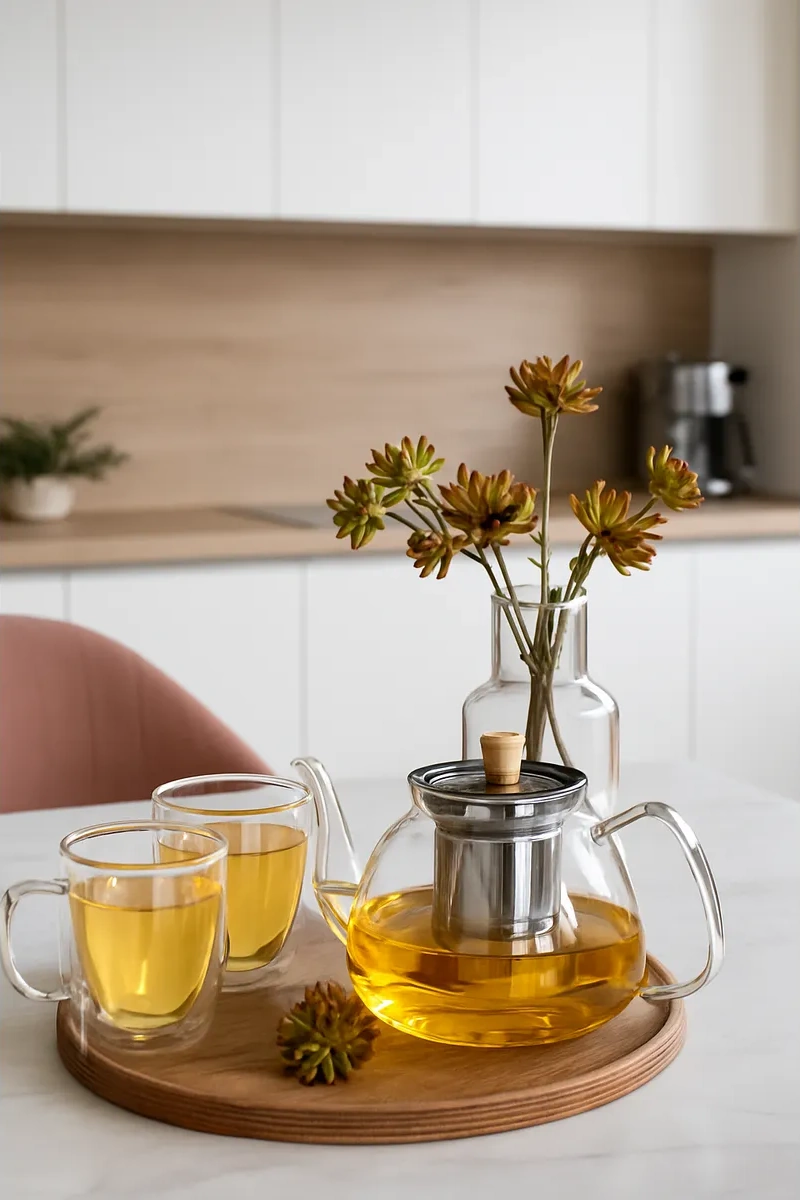 Cnglass Çıkarılabilir Filtreli 1100 Ml Cam Demleme Çaydanlık 21406158 Beyaz