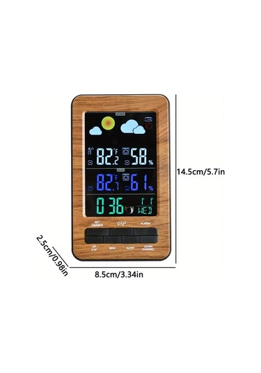 Motion003 Geniş Lcd Dijital Hava İstasyonu Dış Sensörlü Atomik Saat Sıcaklık Nem Monitörü Kahverengi