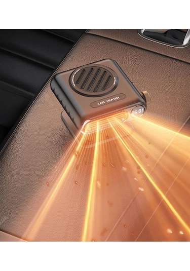 Vkemall 12v Araç Isıtıcı Fan - Akıllı Sayısal Ekranlı, Sedan, Hatchback Ve Suv İçin Uygun Siyah