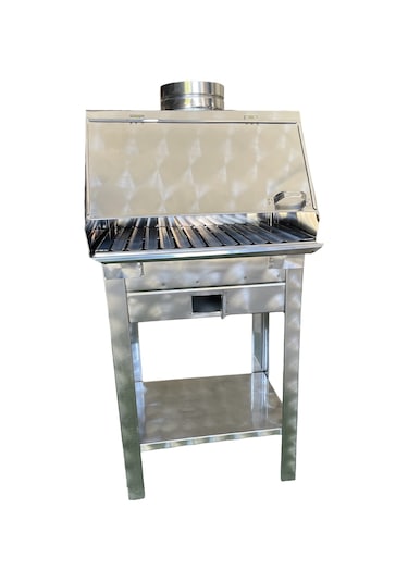 Paslanmaz Kömürlü Mangal 28 X 40 Cm Bacalı Barbekü