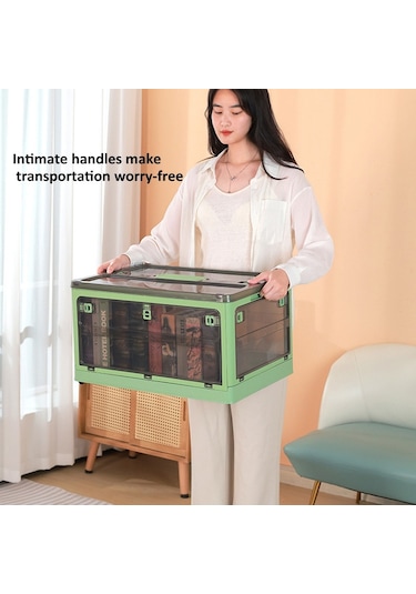 Sones Katlanabilir Plastik Saklama Kutusu Tekerlekli İstiflenebilir Depolama Düzenleyici 37 X 26,5 X 22 Cm, Renk: Sarı