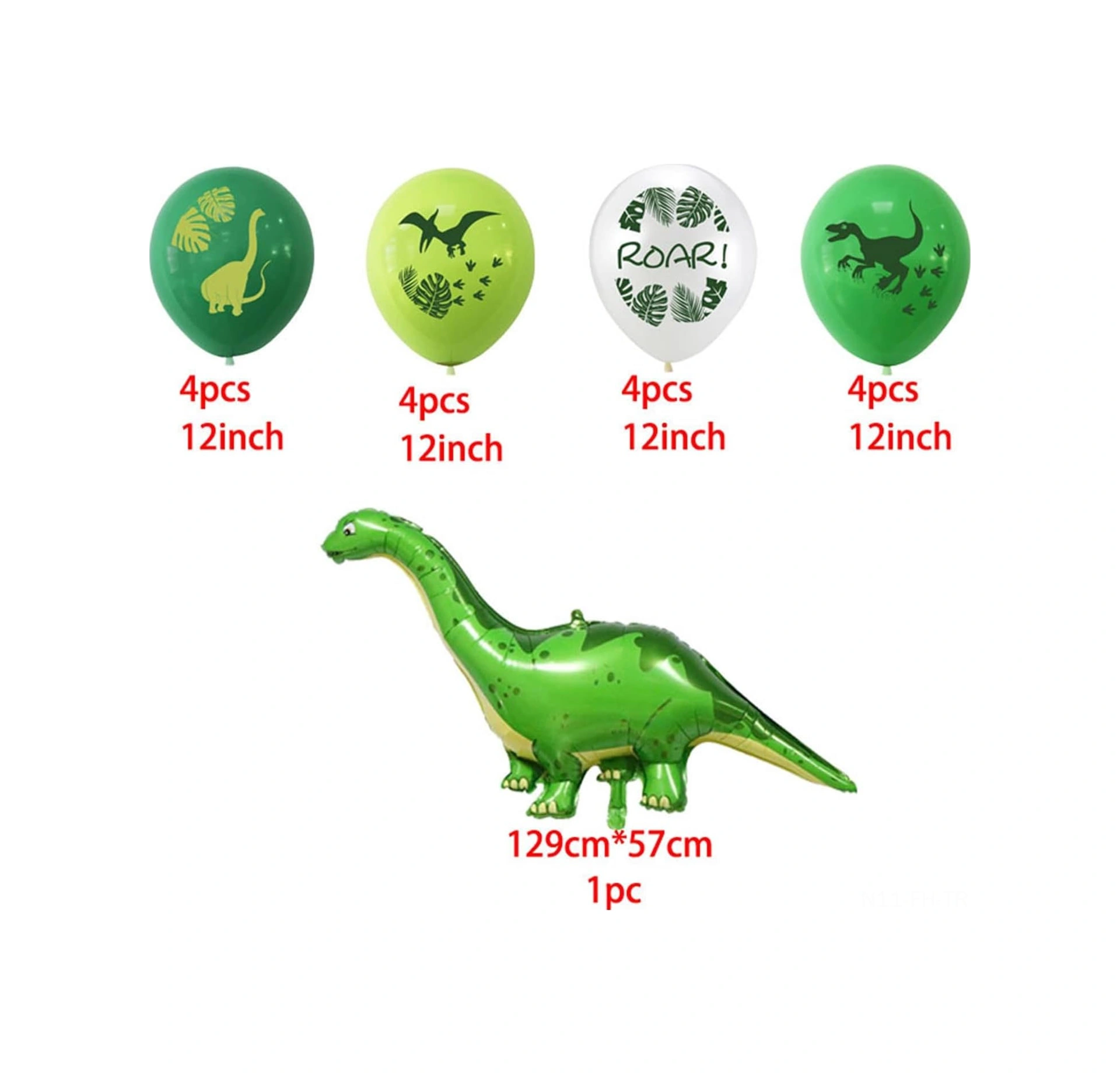 Folinda 32 Ve 12 İnç Lateks Balon Seti - Dinozor Figürlü, Sayısal Ve Yuvarlak Şekiller - Doğum Günü Partileri İçin