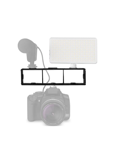 Xindoker Fotoğraf Çekim Ayağı Abs Malzeme, 2 Adet Hot Shoe, 1/4" Bağlantı, Işık-mikrofon-telefon Tutucu Uyumlu Siyah