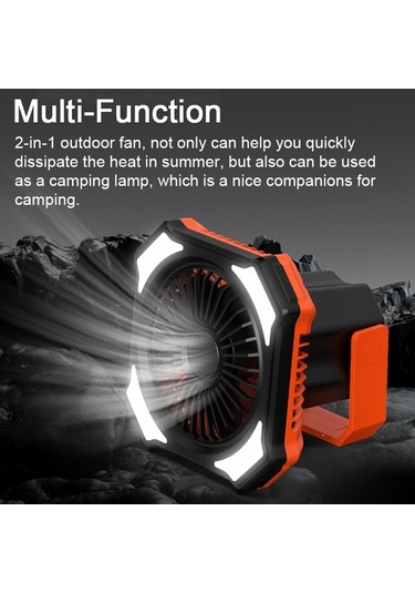 Symbee Kamp Işık Fanı 2'li 4000mah: 3 Hızlı Fan + 3 Aydınlatma Seviyesi, Usb Powerbank, Kumandalı, Taşınabilir Turuncu