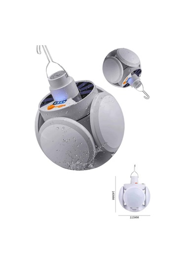 Katlanabilir Askılı Kamp Lambası 5 Kanatlı Pratik Güneş Enerjili Beyaz