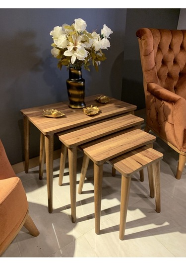 Akset 4lü Zigon Sehpa Ceviz