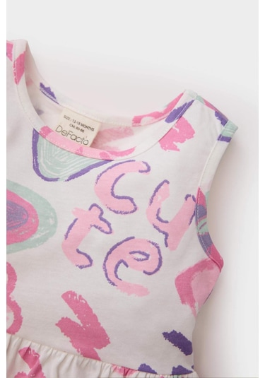 DeFacto Kız Bebek Desenli Kolsuz Yazlık Elbise C0074A525HSER134