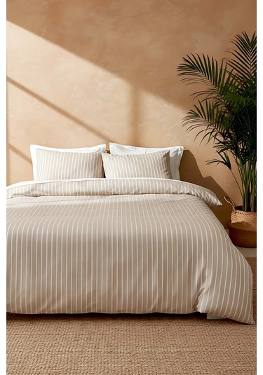 Bamboo Saten Vizon Çift Kişilik Nevresim Takımı 6 Parça Çeyiz Seti Vizon