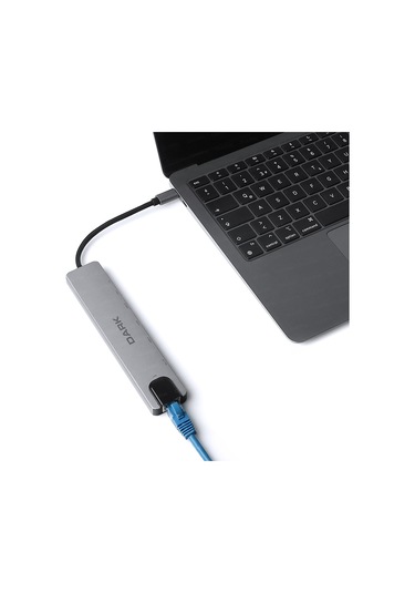 Dark USB 3.1 Type-C 8 in 1 Ethernet / HDMI / TF SD Kart Okuyucu